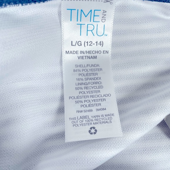 Time and Tru High Waisted Striped Bikini Size 12-14 Blue and White - Picture 4 of 5